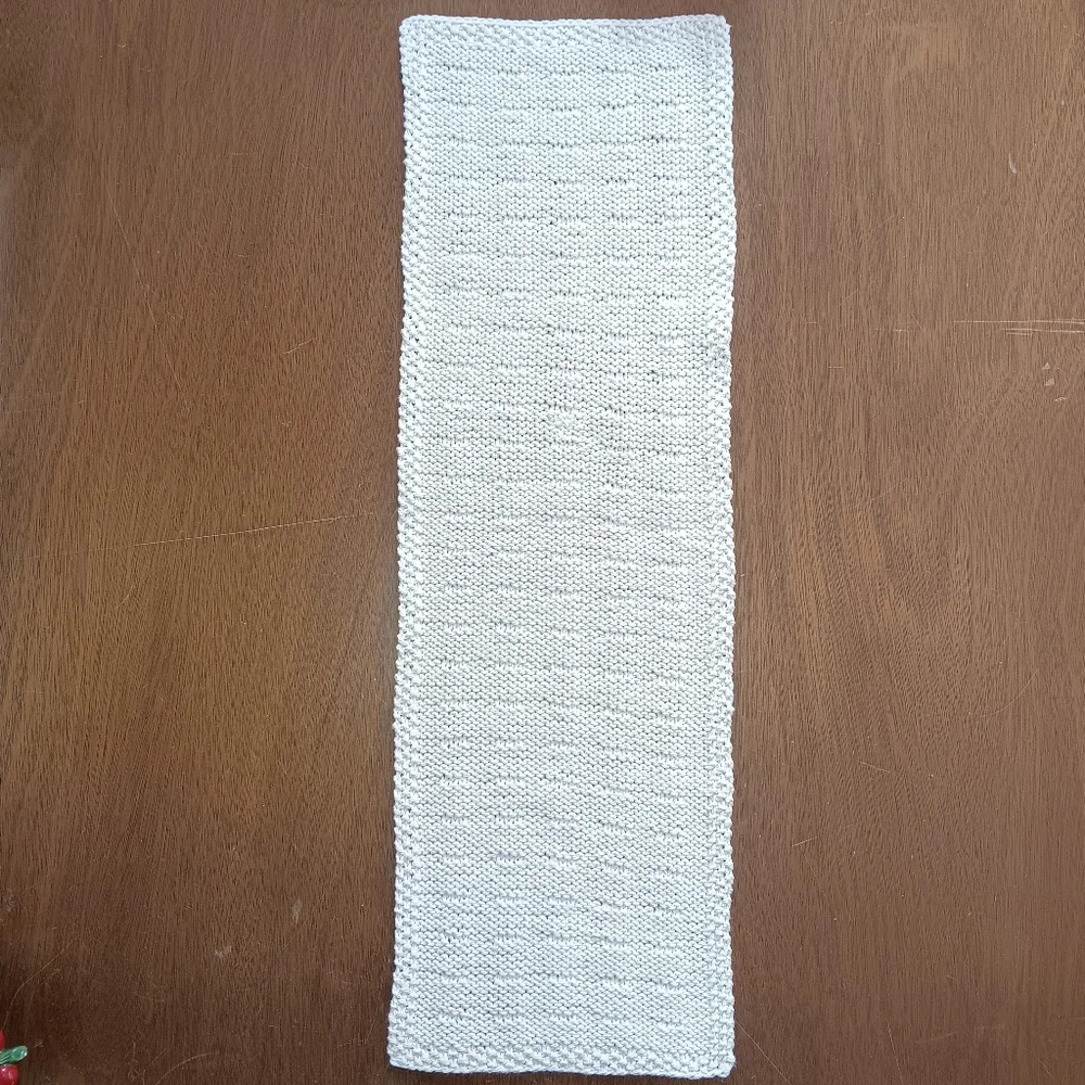Hand Crafted Hand Knit Ivory Textured Dash Stripe Cotton Hand Towel